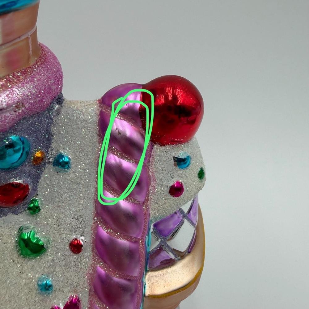 Christopher Radko Christmas Holiday Candy Jar Sugar Shack House Pink Blue As Is - Picture 11 of 12